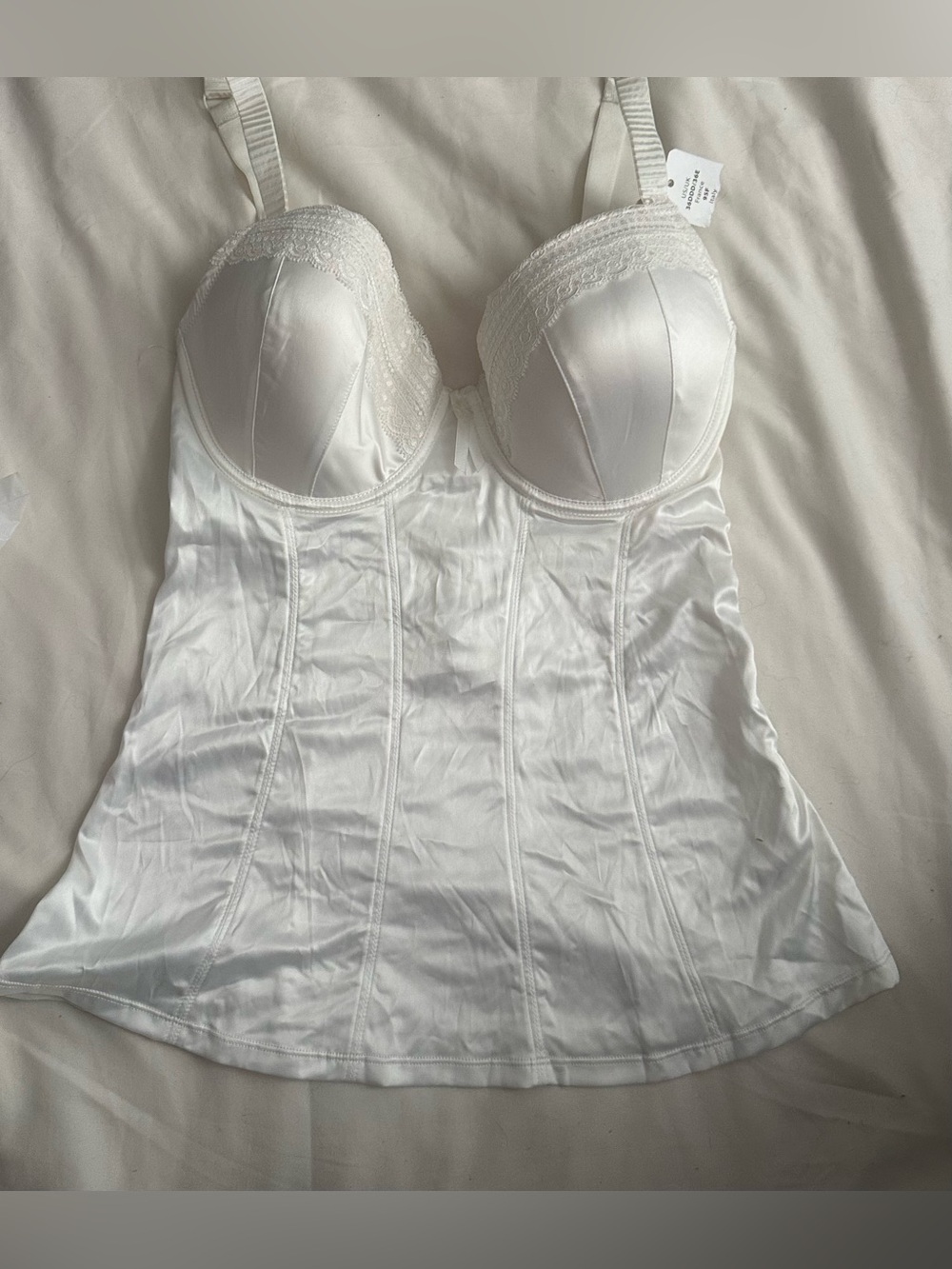 White Longline Lace-Trim Camisole Bra - Women Intimates